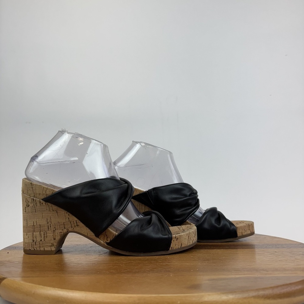 New Womens Aerosoles Mercer Black Faux Leather Cork Slide Sandals Size 9 M NWOB
